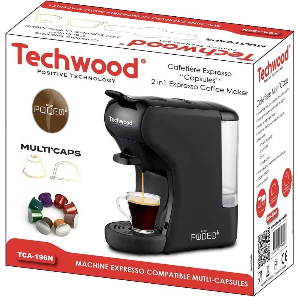 Кафемашина за 2 вида капсули Techwood TCA-196N, 1450W, 19 бара