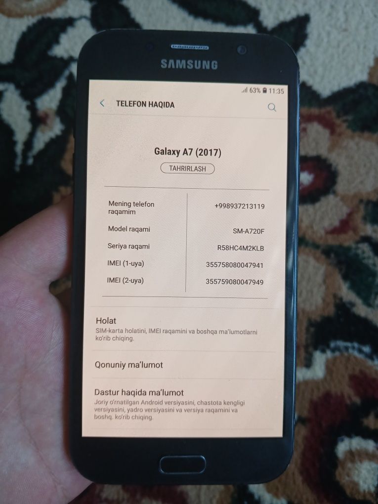 Samsung a7 sotiladi 32gb