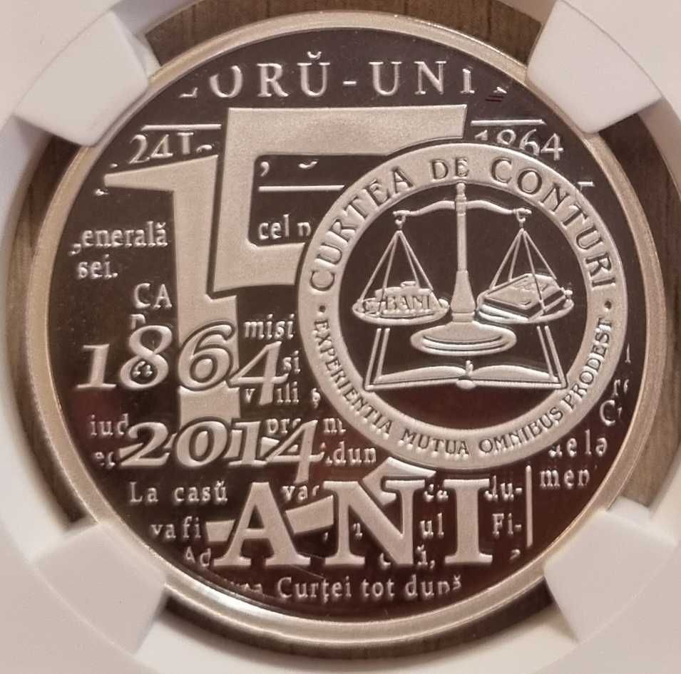 Moneda BNR 10 lei argint Curtea de Conturi gradata NGC PF 69 UC