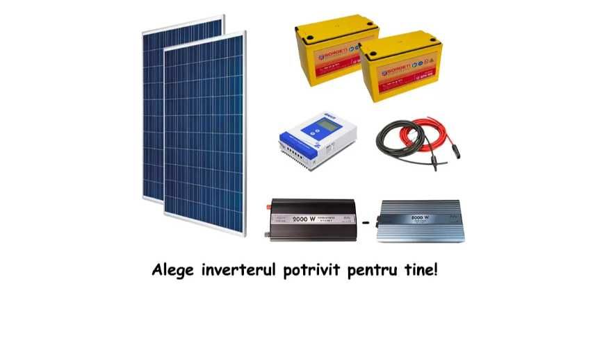 Kit fotovoltaic 560W panouri 280W, invertor 2000W-8000W, baterii 105a