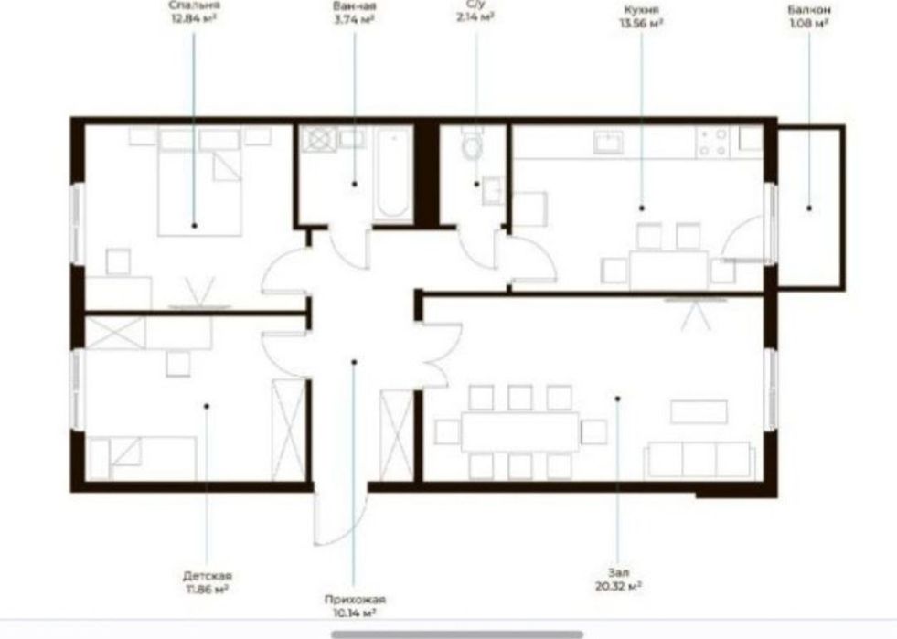 ЖК «Assalom Havo» Застройщик Голден Хаус  3/4/9 С ремонтом 75м2