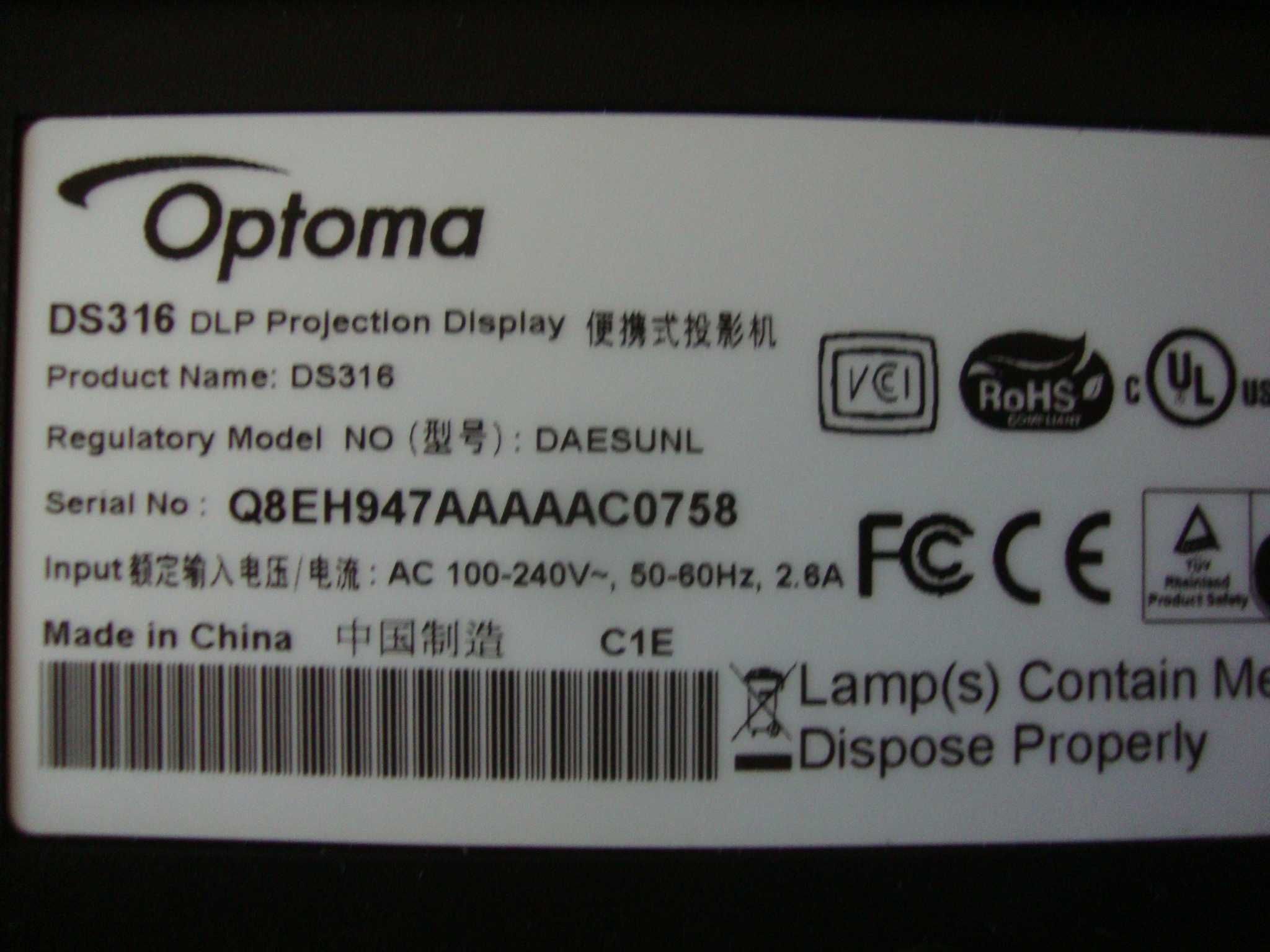 Мултимедиен проектор Optoma DS316 DLP projector display