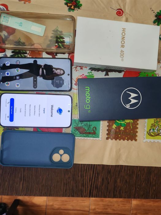 Honor 400 și Moto g72 la cutie cu husa