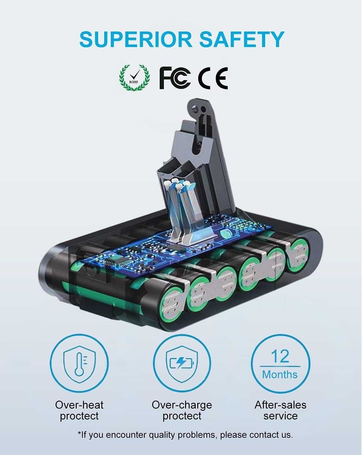 Батерия за прахосмукачка Dyson V6 батерия DTK DC62 4600mAh
