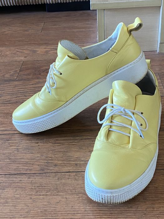 Жълти кецове Bianki от естествена кожа 41