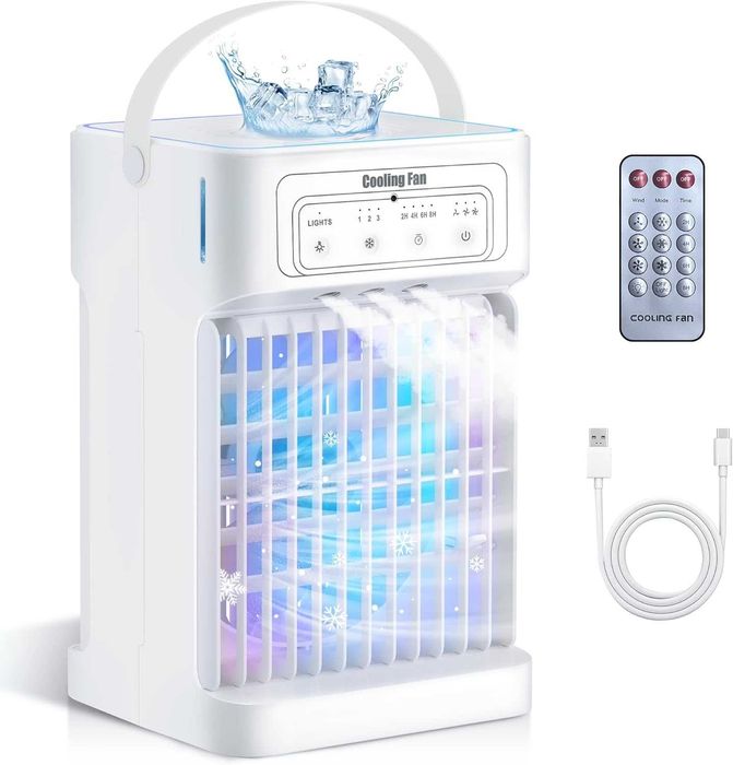 Преносим климатик 4-в-1, водно охлаждане, 1100 мл, 3 скорости, LED