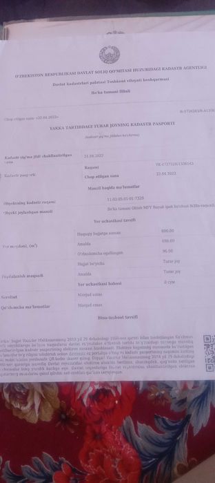 Bo'sh  uchastka sotiladi. Sotigi 2000$ dan.
