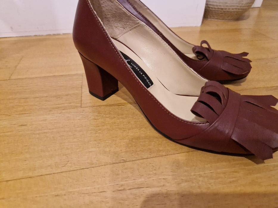 Pantofi din piele, visinii, masura 37.5