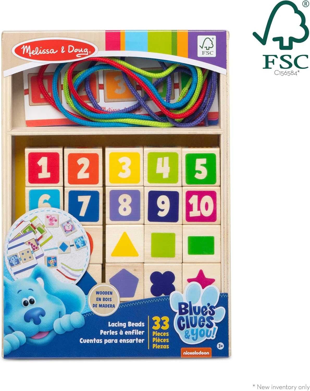 Дървени мъниста за нанизване Melissa & Doug Дървени кубчета