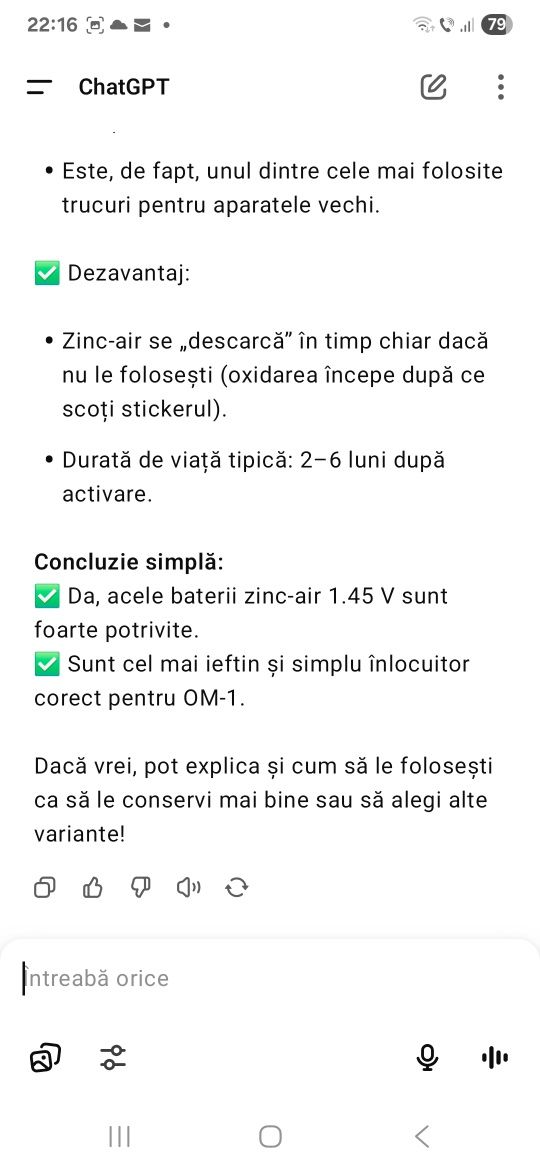 Set  6 acumulatori baterii Duracell 1.45 V pt camere film Olympus OM-1