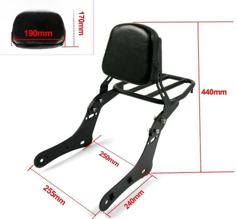 Suport/spatar Sissybar Kawasaki Vulcan S 650, cu portbagaj