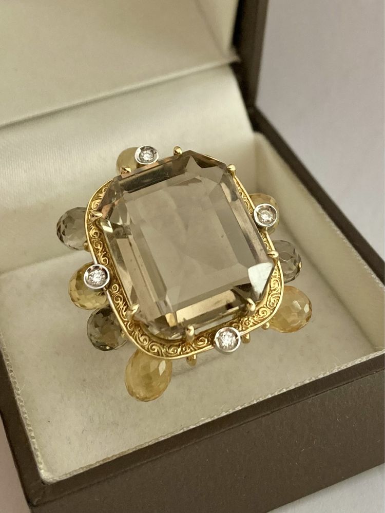 Inel aur 18kt.cu Citrine si diamante