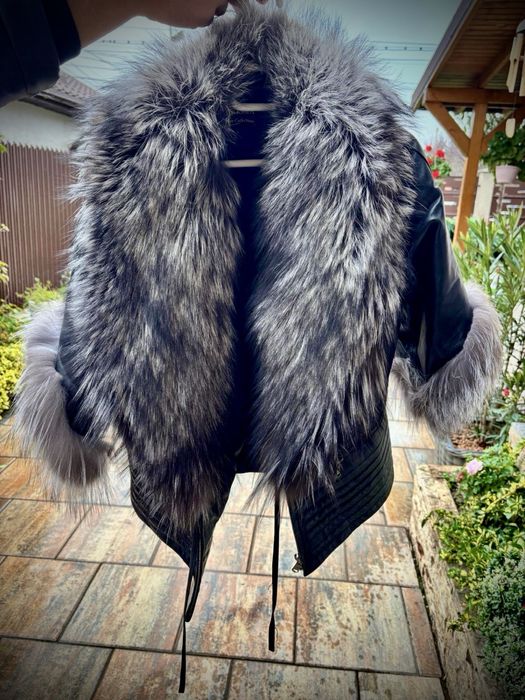 Geaca dama din piele si blana naturala