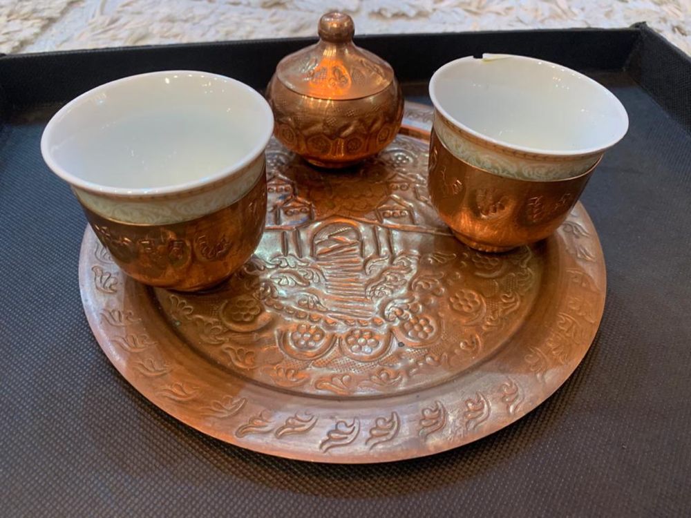 Set ceai/cafea otoman alama TURCIA tăviță ceșcuțe Portelan zaharnița