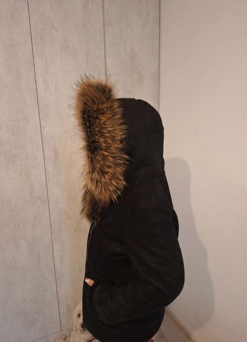 Cojoc damă din piele  si blană  naturala