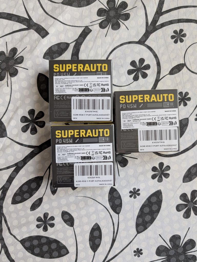 AOHi superauto PD 45W 2 port зарядно за телефон за кола