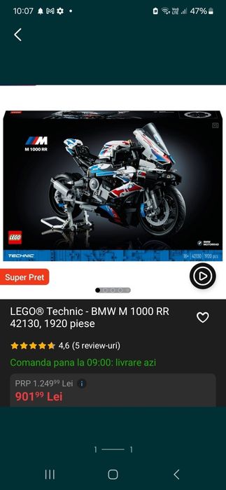Vând Lego Tehnic motocicleta BMW 1000RR