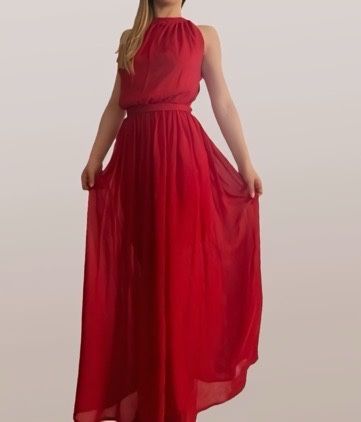 Червена дълга рокля MEGZ