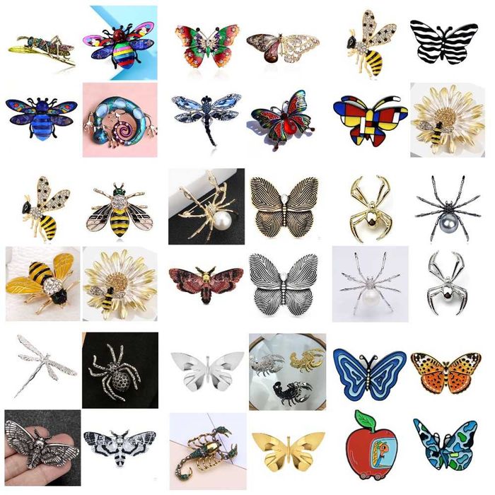 Брошь-значок  бабочки, пчёлы, пауки, скорпионы, кузнечики, стрекозы