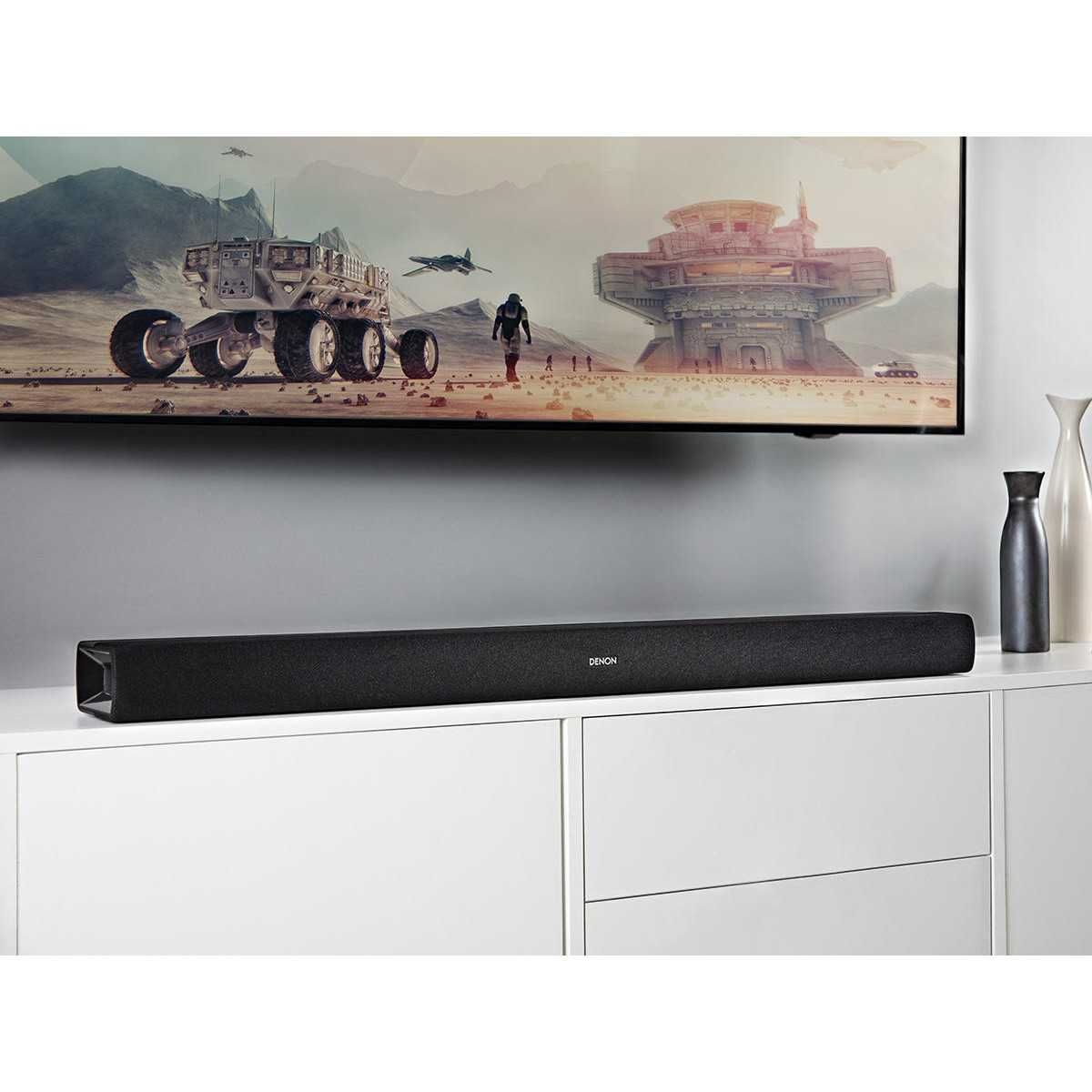 Soundbar Denon DHT-S216, cu subwoofere încorporate.