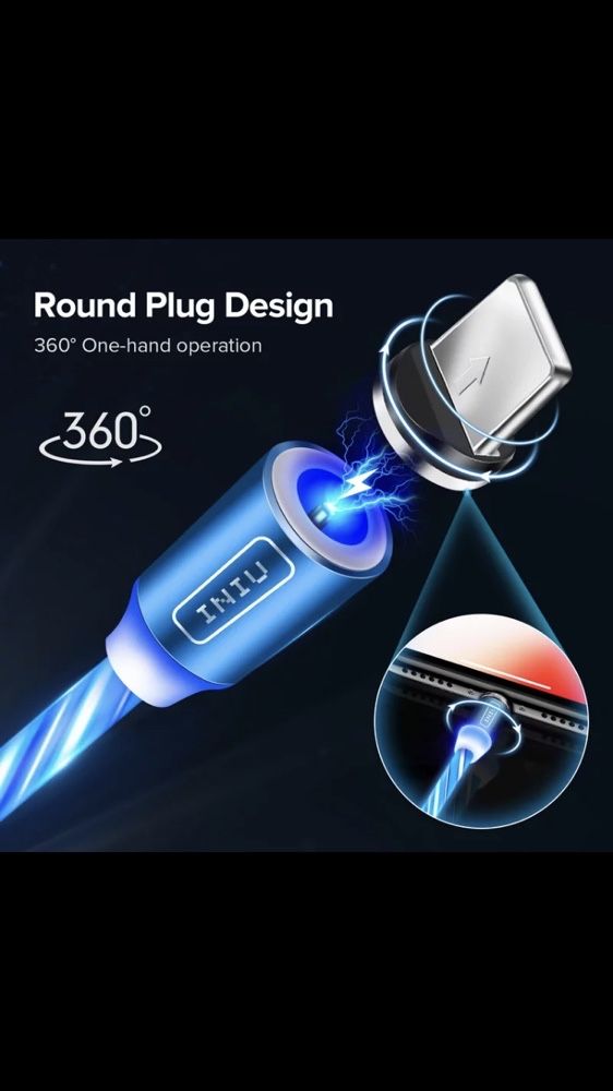 Cablu luminos încărcare rapida iPhone cu mufa magnetica USB- LED