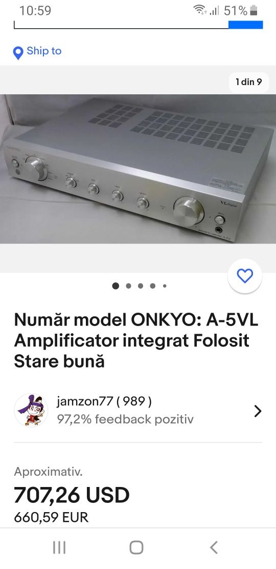 Amplificator - stație - Onkyo A 5VL - DAC încorporat