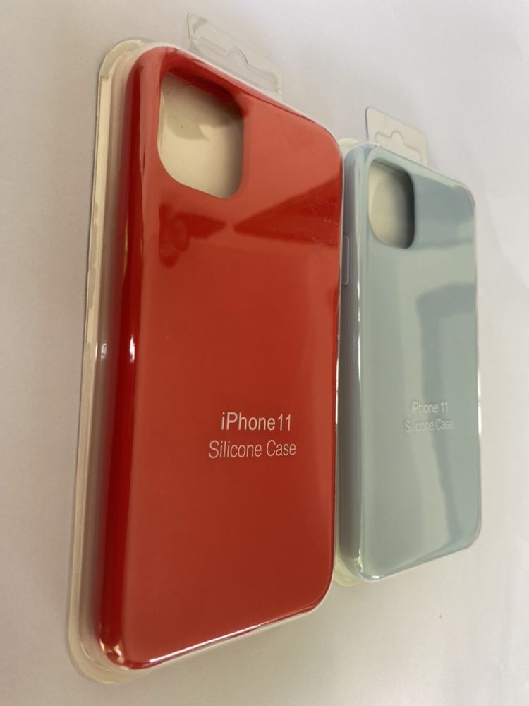 Husa silicon iphone 11 rosu, albastru pastel