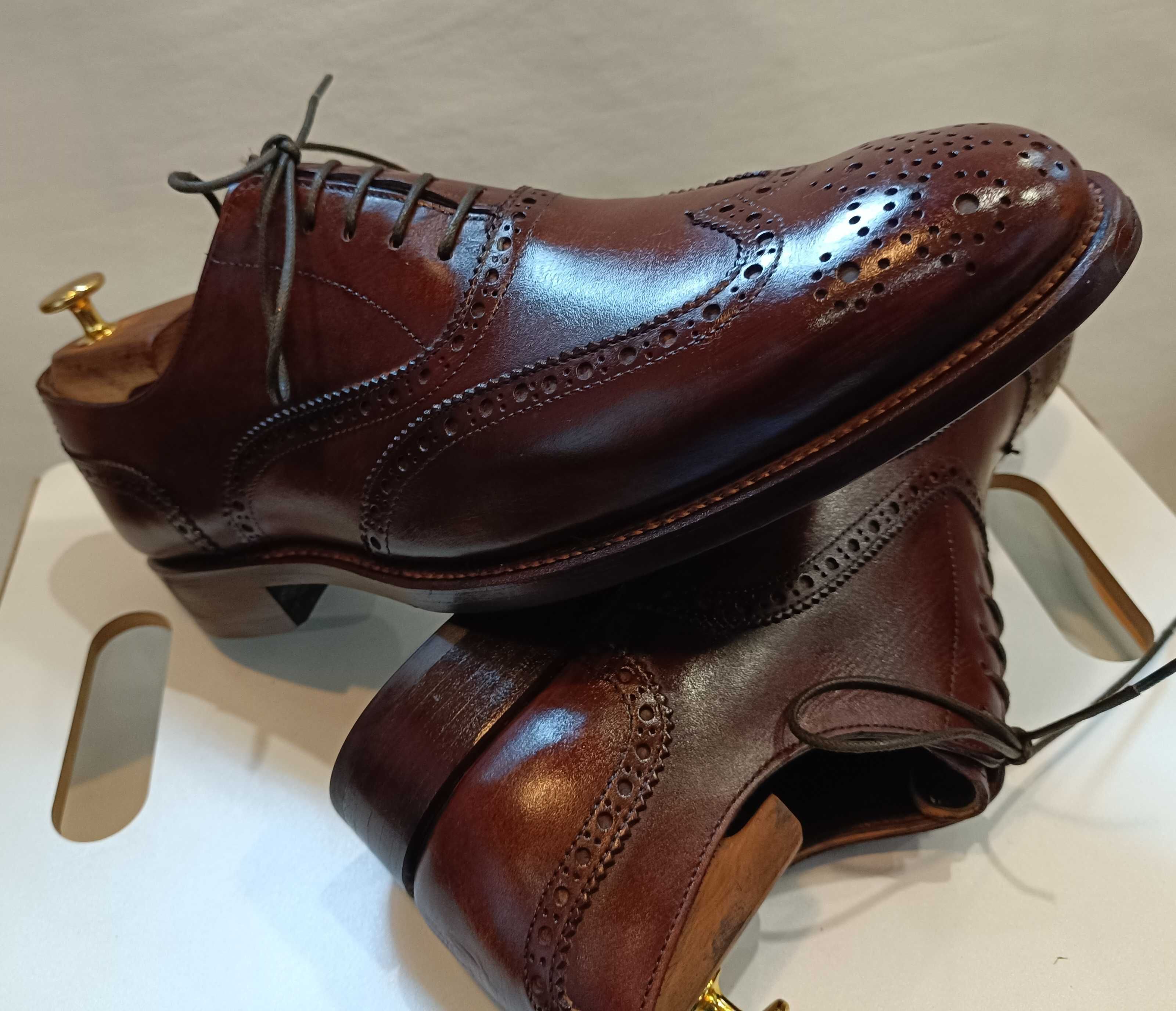 Pantofi oxford de lux 43.5 44 lucrati manual WINDSOR. piele naturala