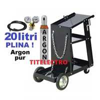 Carucior aparat sudura + butelie PLINA 20 litri tub argon + reductor