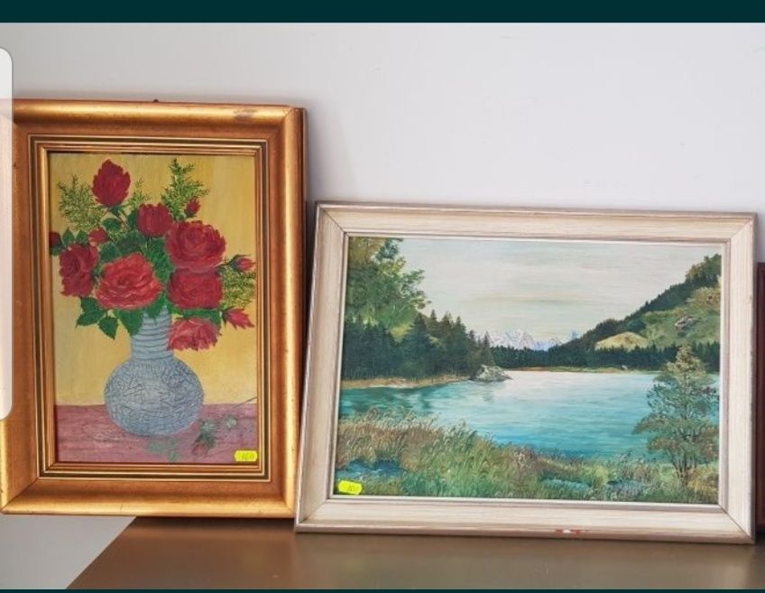 Tablou vechi pictură pe placaj cu semnătură