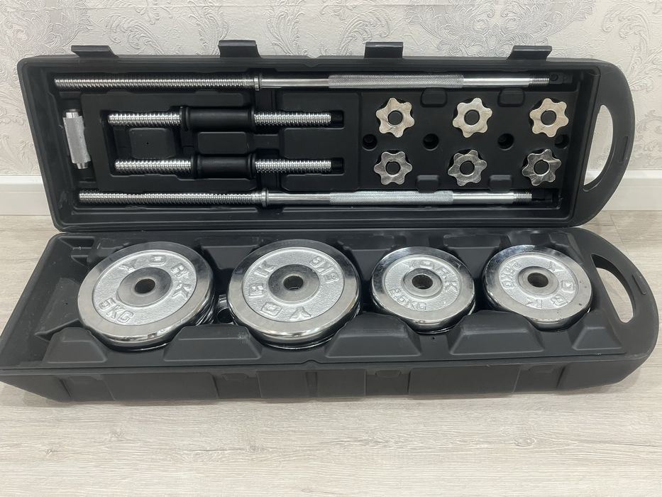 Набор гантель и штанга