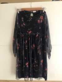 Rochie neagra cu print copii 11/12 ani (Zara)