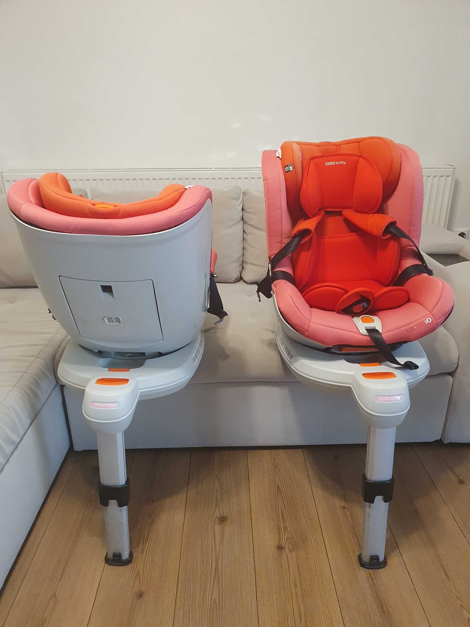 Scaun auto cu Isofix Solario Coto Baby, 0-18 kg, rotativ 360, rosu/roz