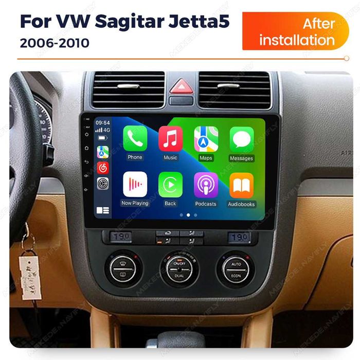 Navigatie Android 14 Golf 5 Jetta 2004+ 1/8 Gb Waze CarPlay + CAMERA