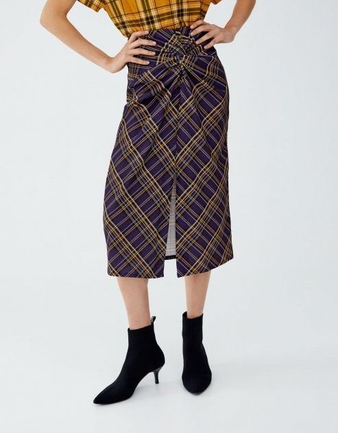 Fusta midi carouri Pull&Bear