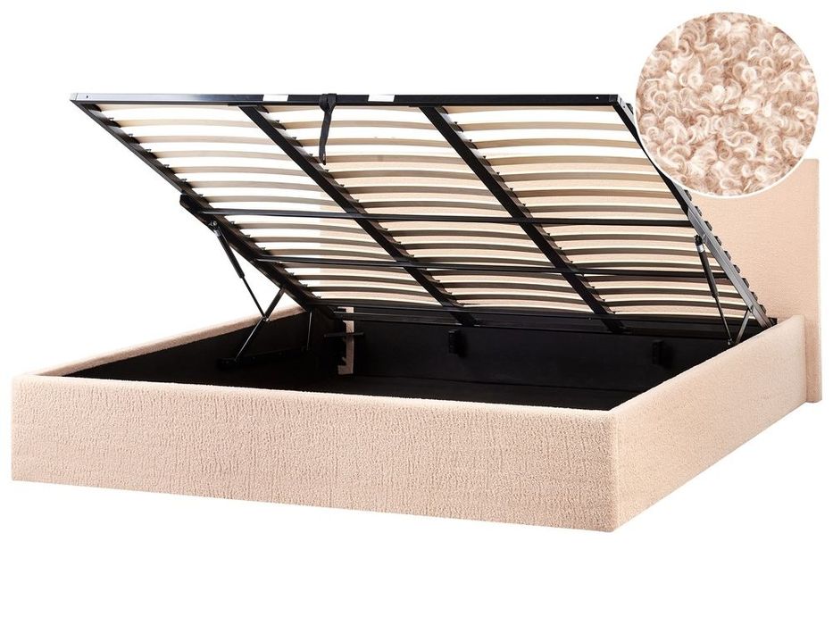 NOU Pat dormitor 180cm ORBEY, boucle, bej