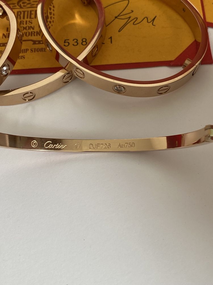 Brățară Cartier LOVE 17 Rose Gold 750 Slim cu Diamante