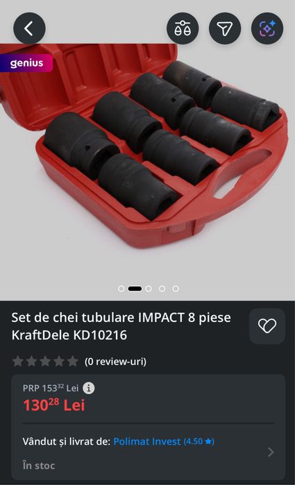 Set de chei tubulare IMPACT 8 piese KraftDele KD10216