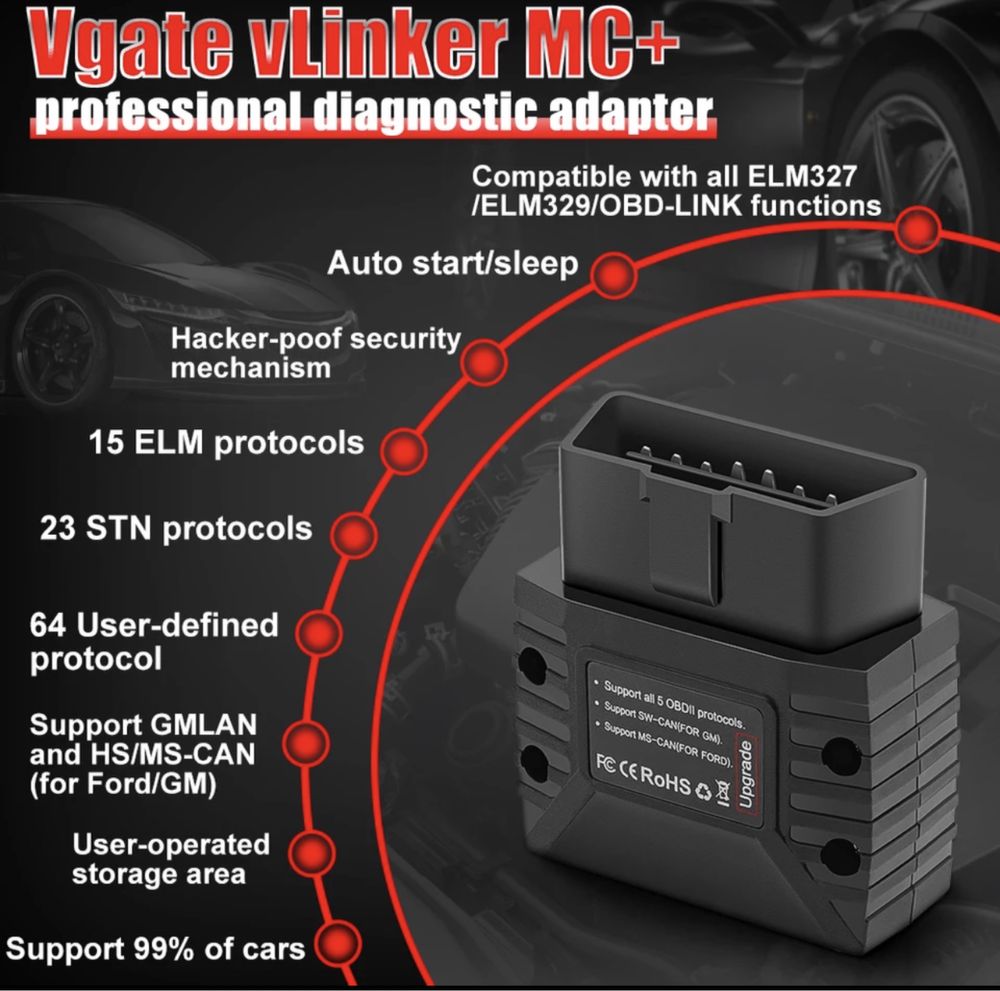 Tester/Diagnoza Vgate Vlinker MC cu Bluetooth V3.0 doar pt android