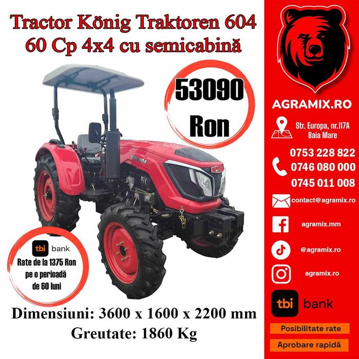 Tractor Konig Tractoren 60 CP fara cabina nou Agramix