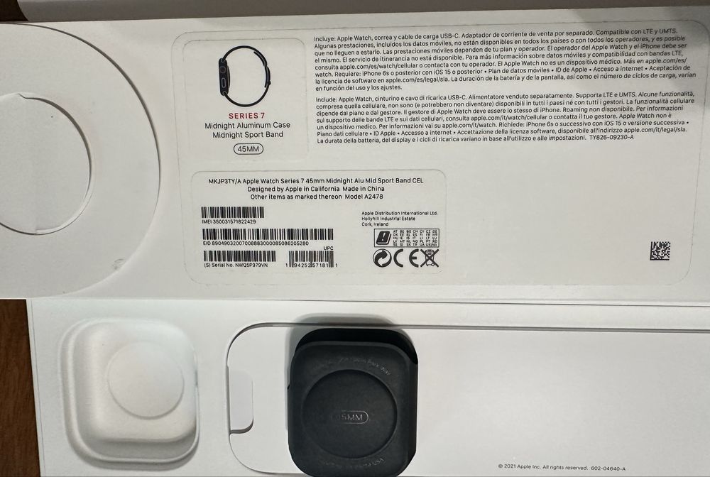 Apple Watch series 7, GPS + CELLULAR 45 mm Midnight