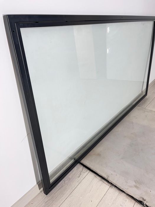 2 Buc. Geam cu Ramă Metalică Neagră, Sticlă Clară, Dimensiuni Mari