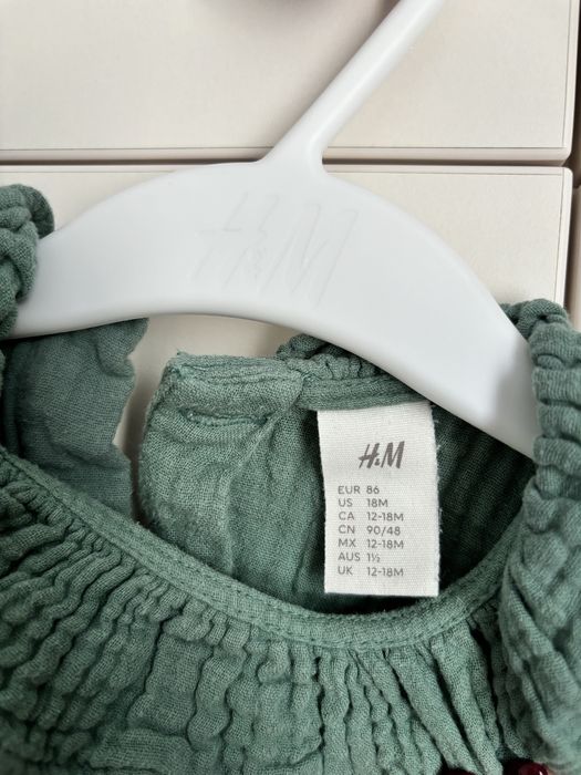 Rochie muselină, verde, 86 cm, H&M