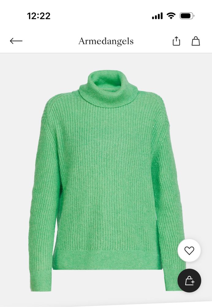 Пуловер, зелен, 48% вълна, 18% алпака, размер S