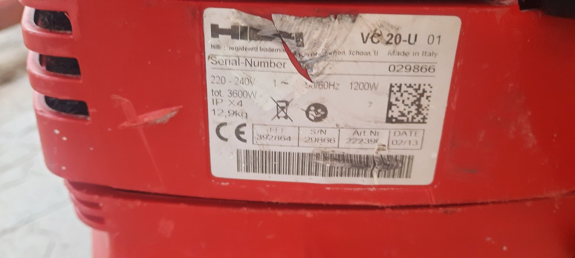 Прахосмукачка Hilti VC20-U Тупалка Контакт Сухо Строителство