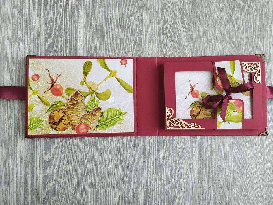 Мини скрапбук албум с коледни мотиви, ръчна изработка /57.5-6