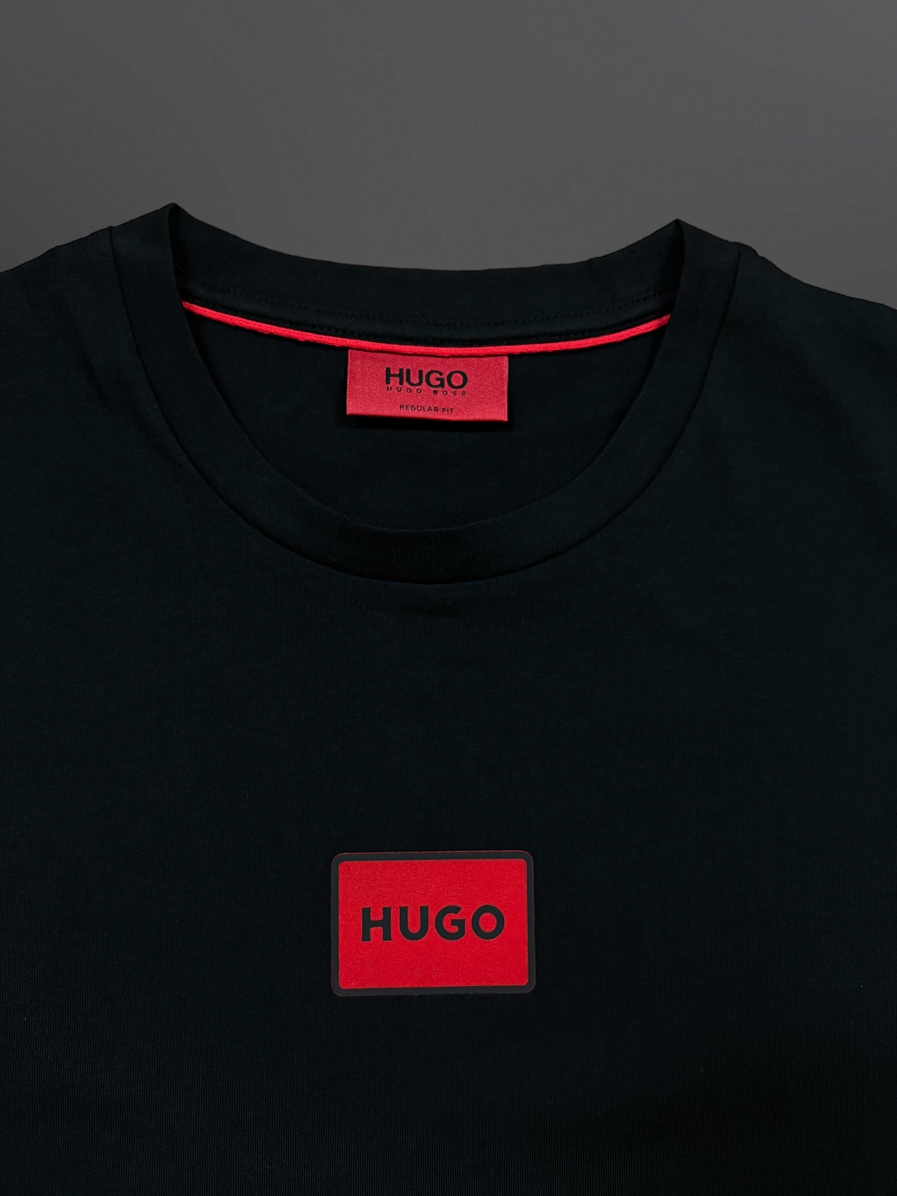 Hugo Boss Черна Тениска ГУМЕНО Правоъгълно Лого - M