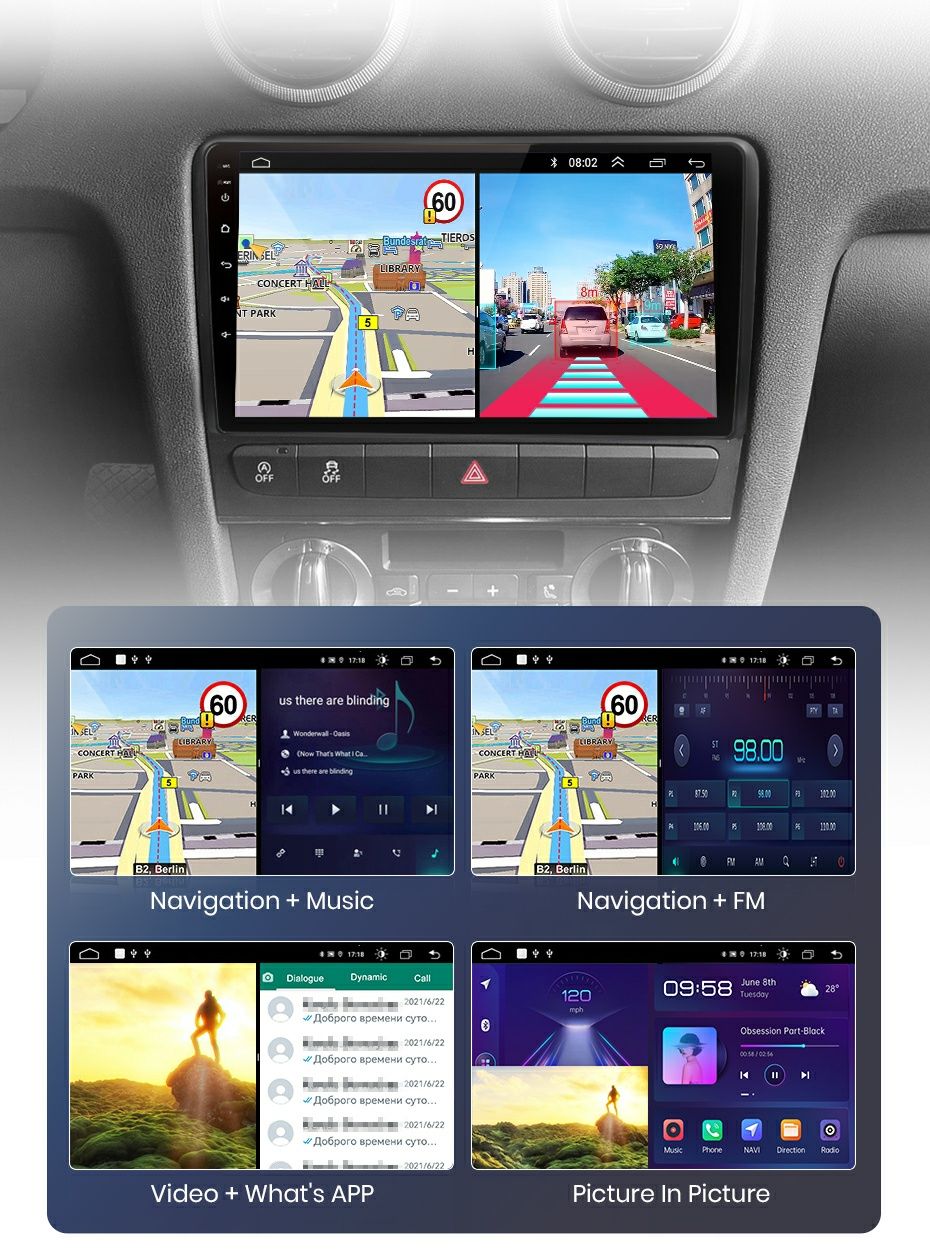 Navigatie Android dedicata pentru Audi A3 (2003-2013).