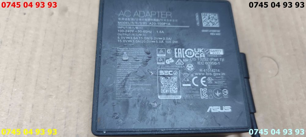 incarcator alimentator ASUS tip C A20100P1A 100W cu proba