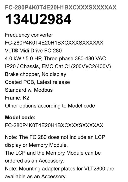 Convertizor Danfoss FC-208 4kW